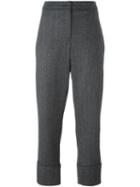Odeeh Cropped Tailored Trousers, Women's, Size: 36, Grey, Cotton/spandex/elastane