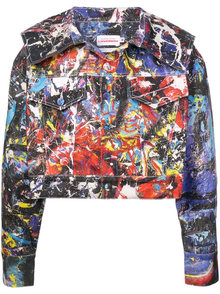 Charles Jeffrey Loverboy Caped Painted Denim Jacket - Multicolour