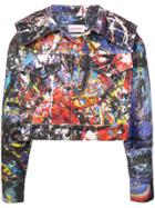 Charles Jeffrey Loverboy Caped Painted Denim Jacket - Multicolour