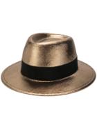 Saint Laurent Metallic Trilby Hat - Gold