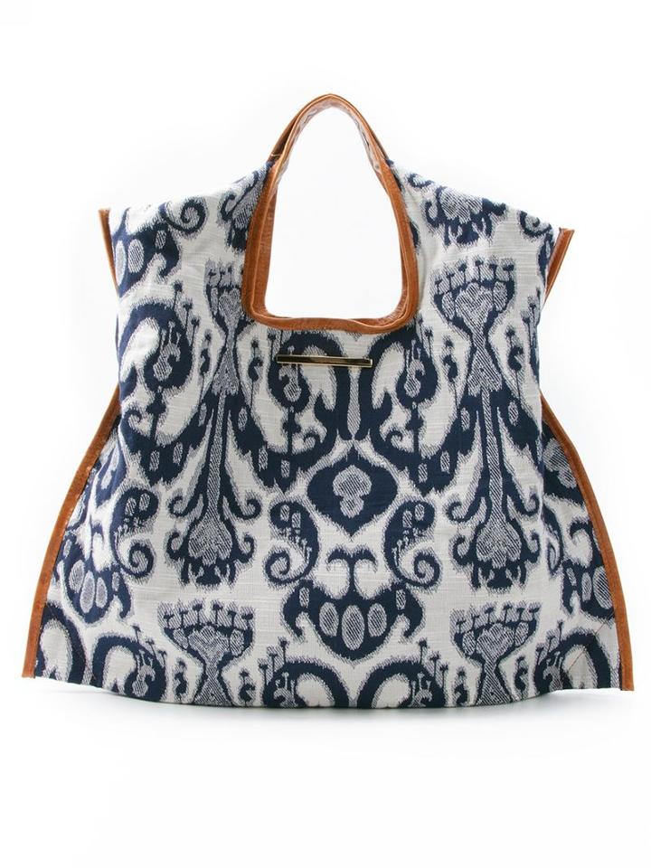 Xaa Jacquard Effect Tote Bag, Women's, Blue, Cotton/leather