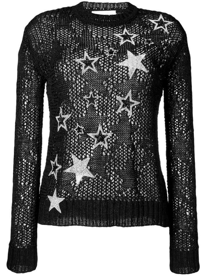 Faith Connexion Rhinestone Star Knit Jumper - Black
