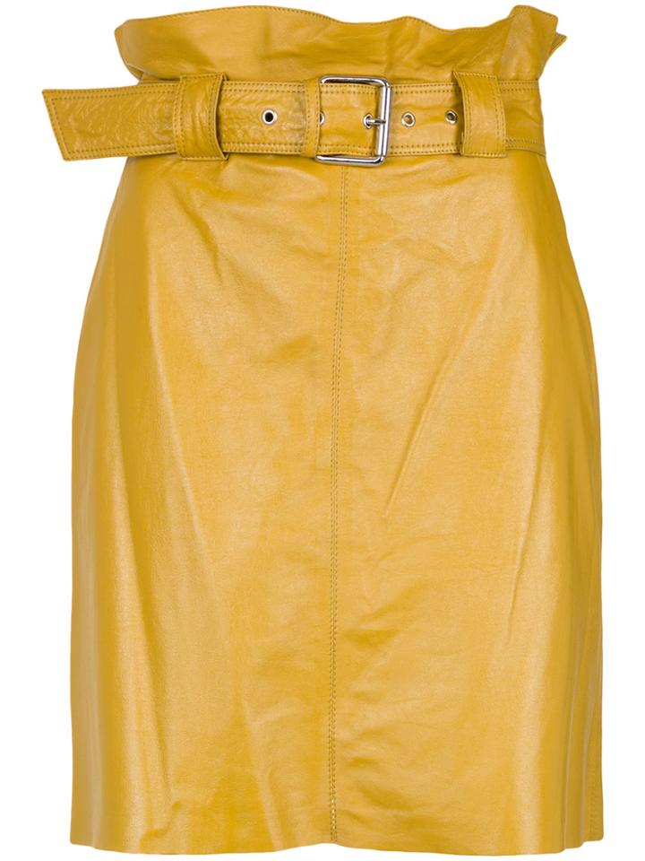 Nk Belted Leather Skirt - Yellow & Orange