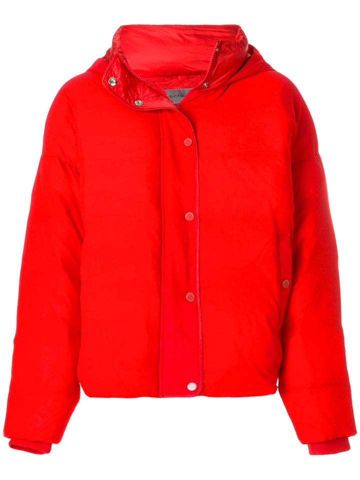 Ck Jeans Down Mesh Puffer Jacket - Red