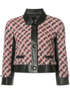 Paule Ka Paneled Tweed Jacket, Women's, Size: 38, Black, Polyester/lamb Skin/virgin Wool/cotton