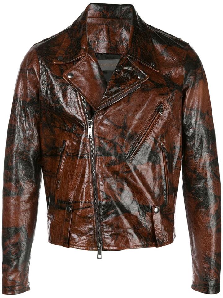 Giorgio Brato Tie-dye Print Biker Jacket - Brown