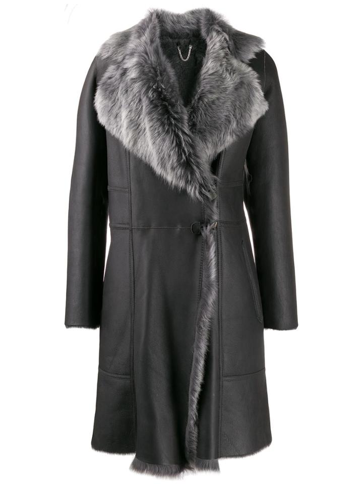 Desa 1972 Fur Collar Coat - Grey