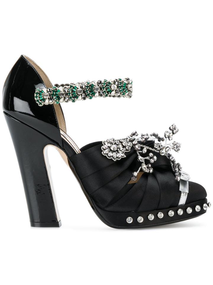 No21 Embellished Knotted Bow Sandals - Black