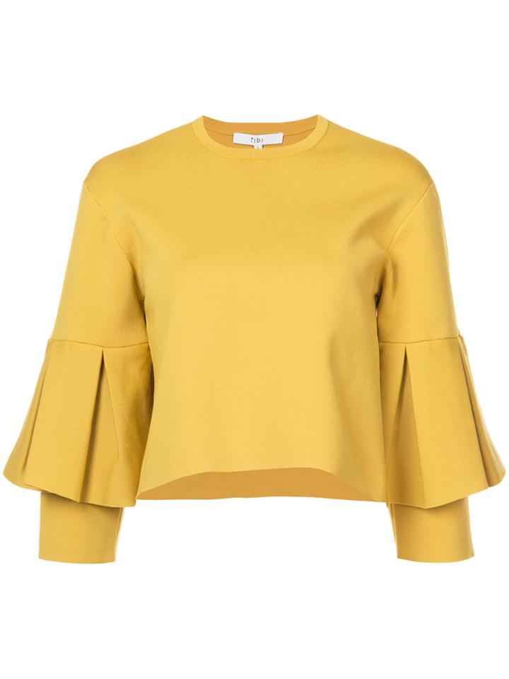 Tibi Bell-sleeve Sculpted Blouse - Yellow & Orange