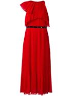 Giamba Pleated Midi Dress, Women's, Size: 40, Red, Polyester