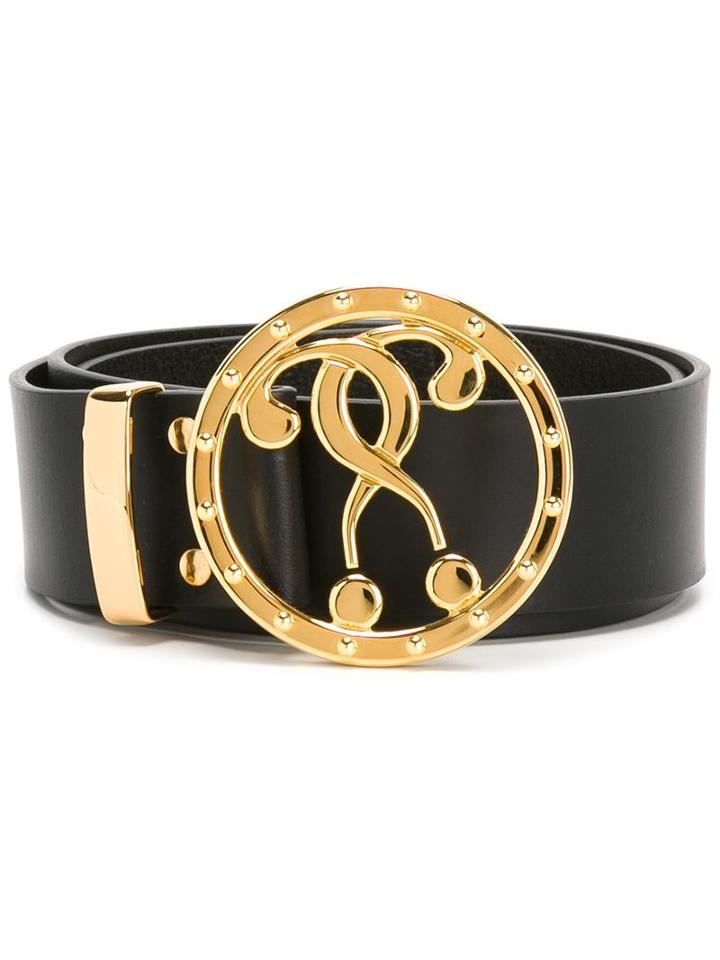 Moschino Double Question Mark Buckle Belt, Women's, Size: 95, Black, Leather