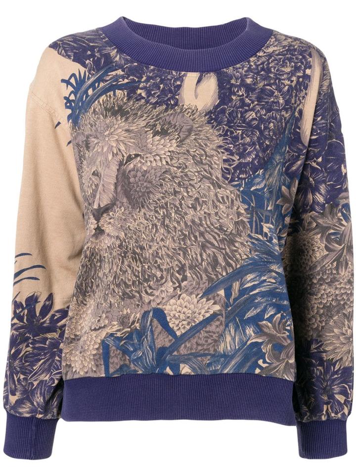 Salvatore Ferragamo Vintage 1980's Lion Print Sweatshirt - Blue