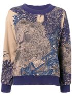 Salvatore Ferragamo Vintage 1980's Lion Print Sweatshirt - Blue