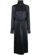 Fleur Du Mal Button Up Turtle Neck Dress - Black
