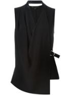 Alexander Wang Draped Wrap Top, Women's, Size: 8, Black, Viscose/acetate/spandex/elastane/polyester