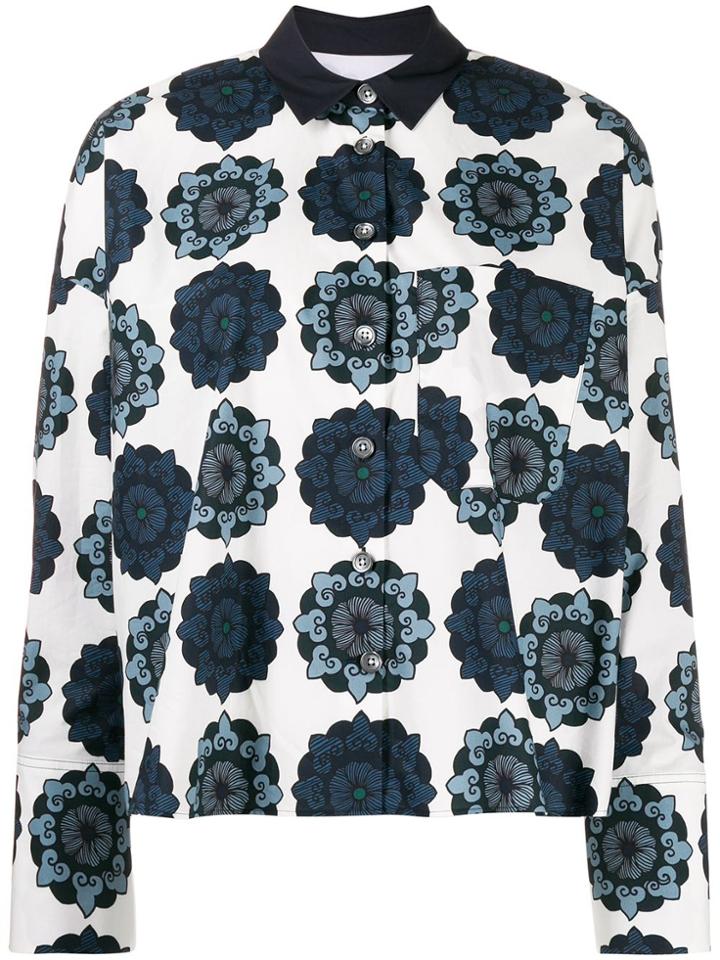 Odeeh Round Flower-print Shirt - Blue