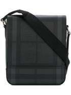 Burberry Designer Checkered Messenger Bag - Black