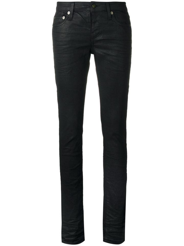 Saint Laurent Coated Skinny Jeans - Black