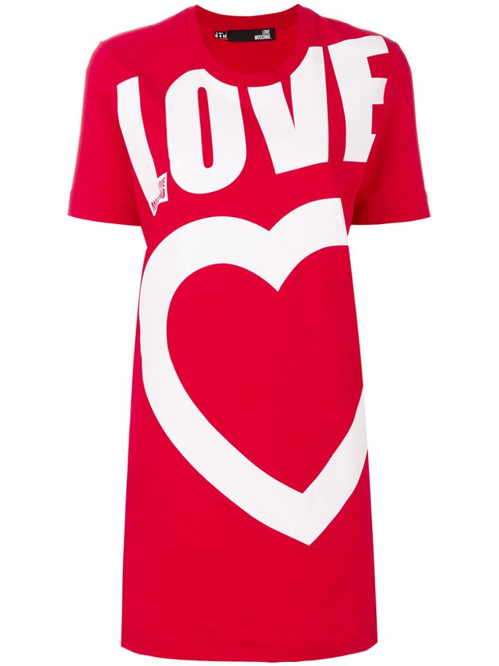 Love Moschino Logo Print T-shirt Dress - Red