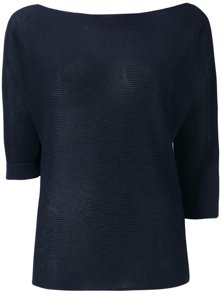 Armani Jeans - Cropped Sleeves Sweater - Women - Polyester/viscose - 40, Blue, Polyester/viscose