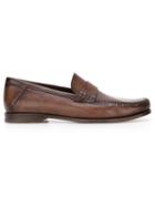 Santoni Stitch Detail Loafers, Men's, Size: 7, Brown, Leather/rubber