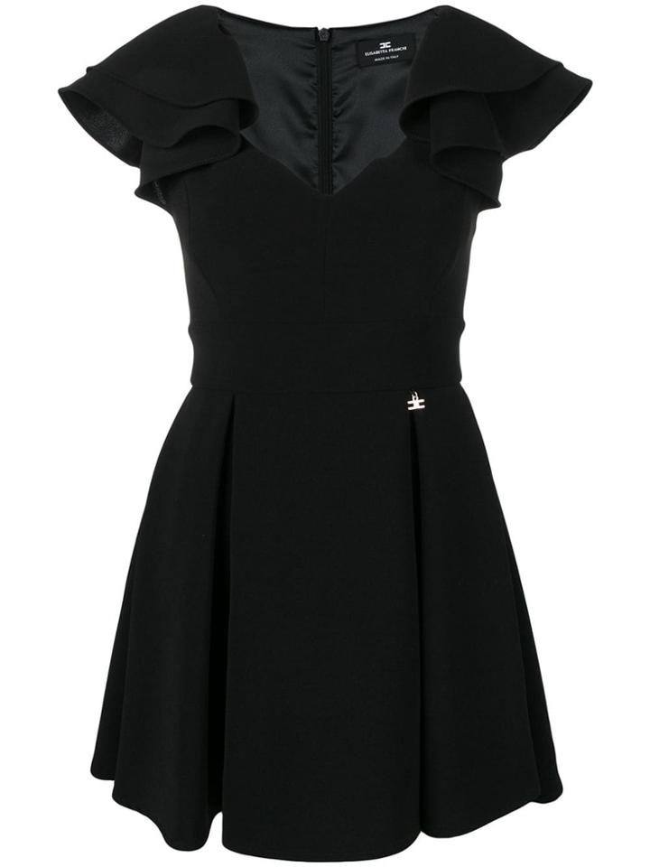 Elisabetta Franchi Ruffled Sleeve Dress - Black