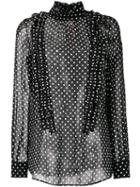 No21 - Dotted Print Blouse - Women - Silk - 42, Black, Silk