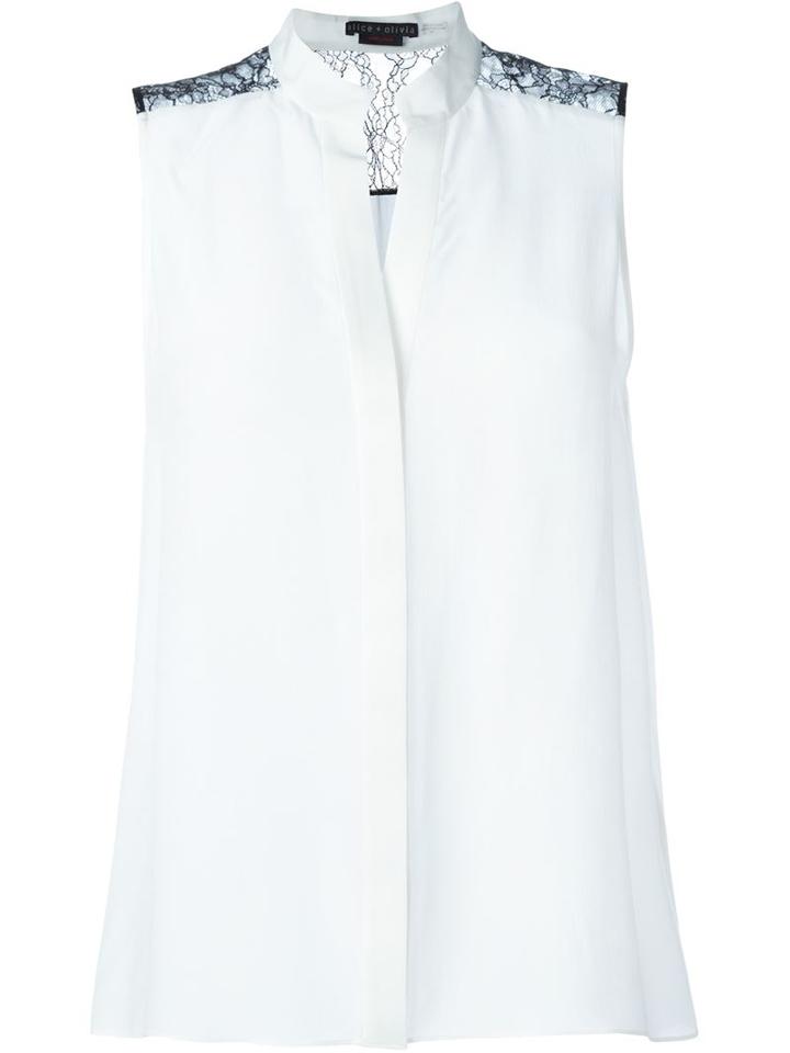 Alice+olivia Lace Panel Sleeveless Blouse