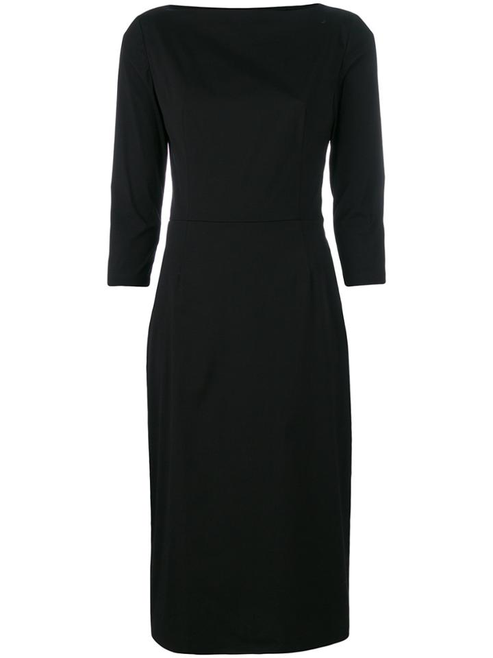 Prada Slash Neck Pencil Dress - Black