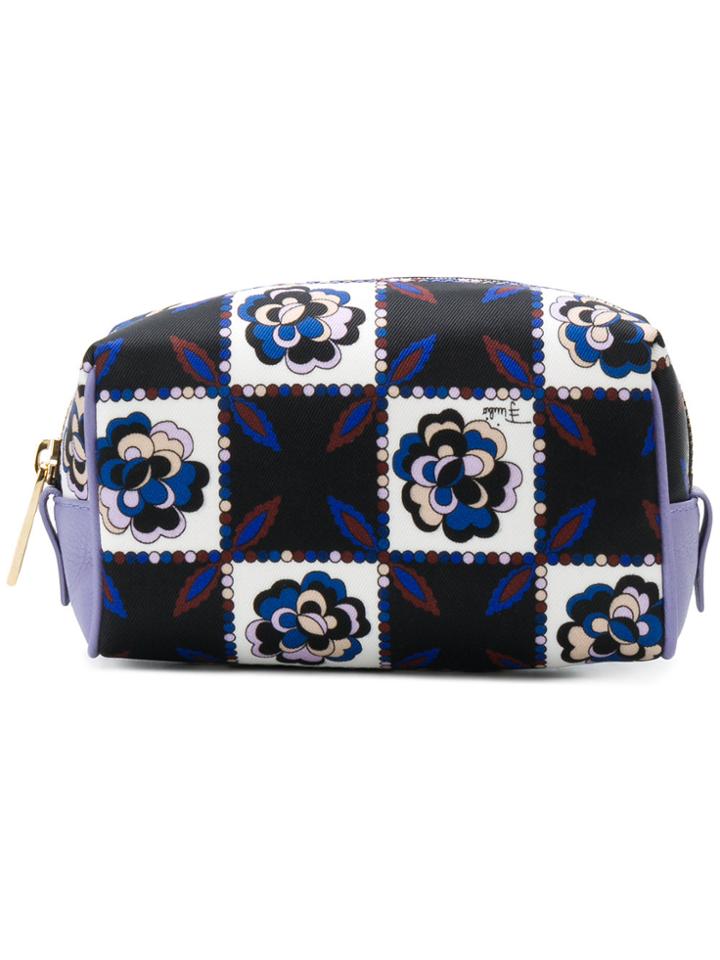 Emilio Pucci Floral Print Make Up Bag - Black