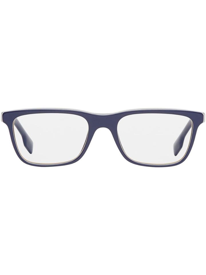 Burberry Eyewear Icon Stripe Detail Rectangular Optical Frames - Blue