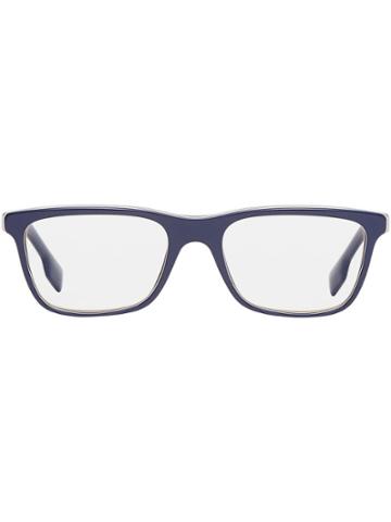 Burberry Eyewear Icon Stripe Detail Rectangular Optical Frames - Blue
