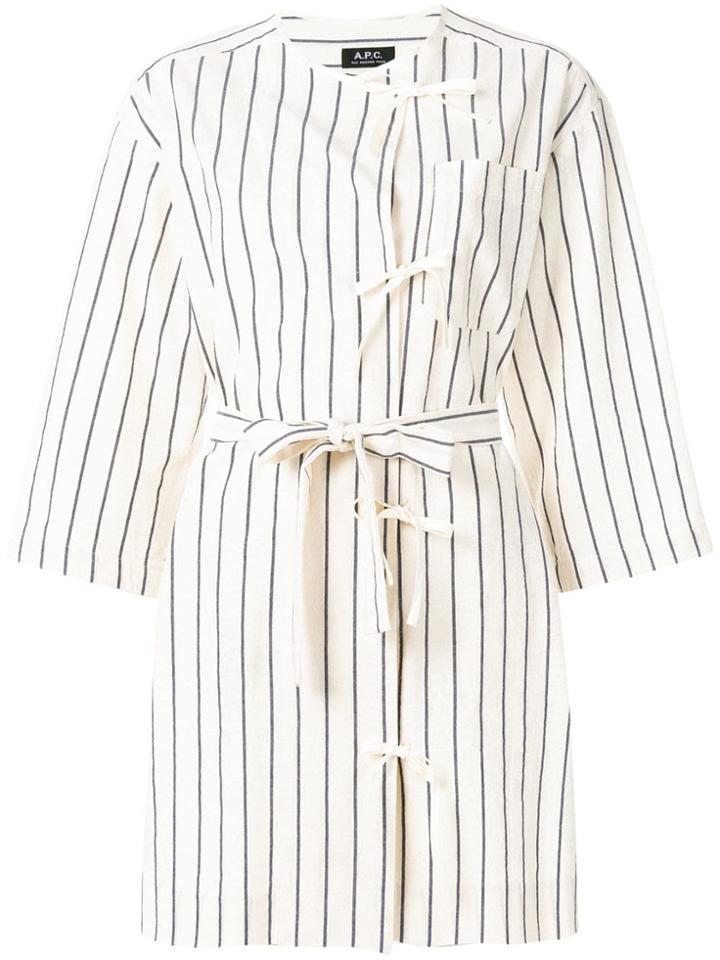A.p.c. Bow Detail Striped Blouse - Neutrals
