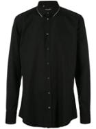 Dolce & Gabbana - Contrast Stitch Trim Collar Shirt - Men - Silk/cotton - 40, Black, Silk/cotton