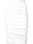 Nicole Miller Ruched Pencil Skirt, Women's, Size: 6, White, Cotton/nylon/spandex/elastane/metallic Fibre