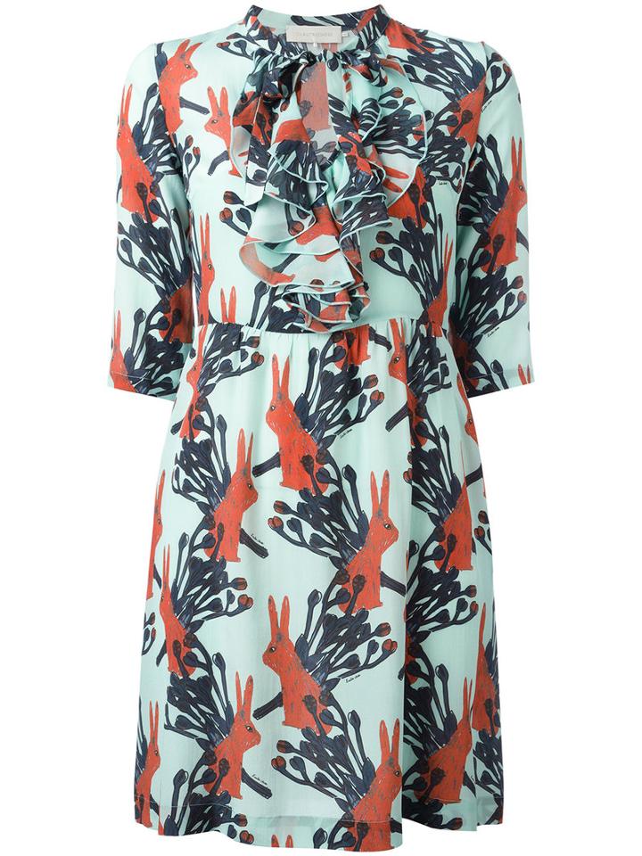 L'autre Chose Rabbits Print Dress, Women's, Size: 44, Blue, Silk