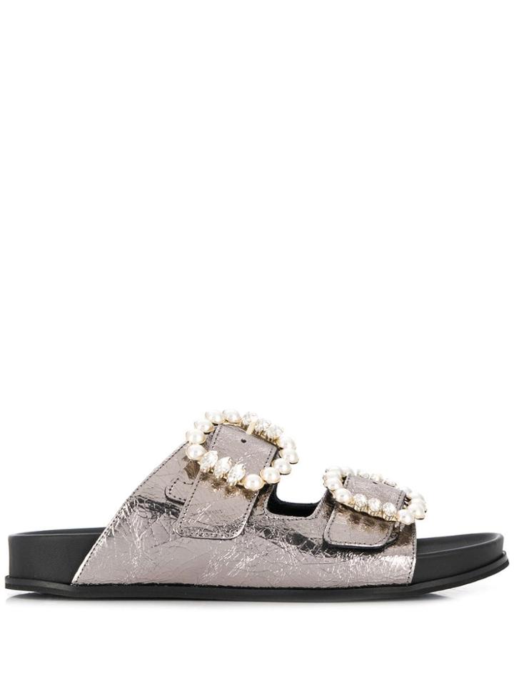 Twin-set Open Toe Buckled Sandals - Silver