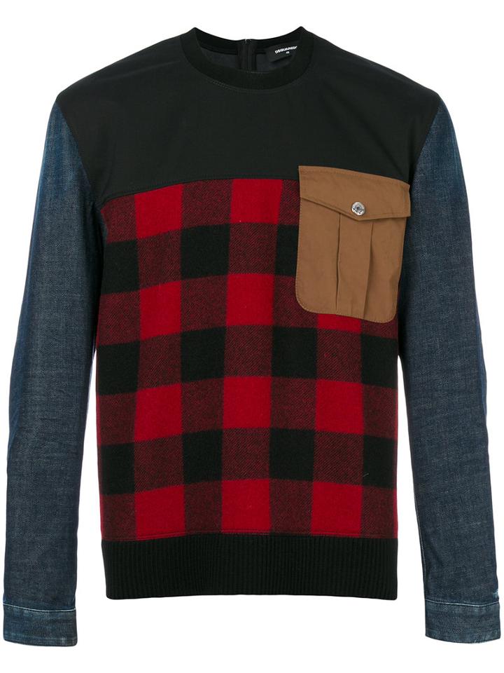 Dsquared2 - Multi Fabric Top - Men - Cotton/calf Leather/polyester/spandex/elastane - 48, Red, Cotton/calf Leather/polyester/spandex/elastane