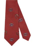 Gucci Cravatta In Seta Con Stampa Ferri Di Cavallo Gg - Red
