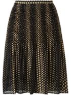 Michael Michael Kors Polka Dot Pleated Skirt, Women's, Size: Xs, Black, Polyester/cotton