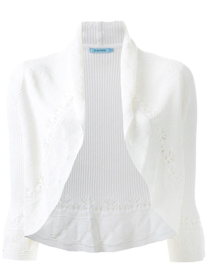Guild Prime Ribbed Lace Detail Cardigan, Women's, White, Cotton/acrylic