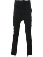 11 By Boris Bidjan Saberi Wrinkled Drop Crotch Pants, Men's, Size: Xs, Black, Cotton/spandex/elastane