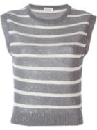 Brunello Cucinelli Striped Speckled Sequins Knitted Tank