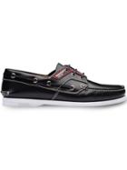 Prada Brushed Leather Boat Shoes - Black