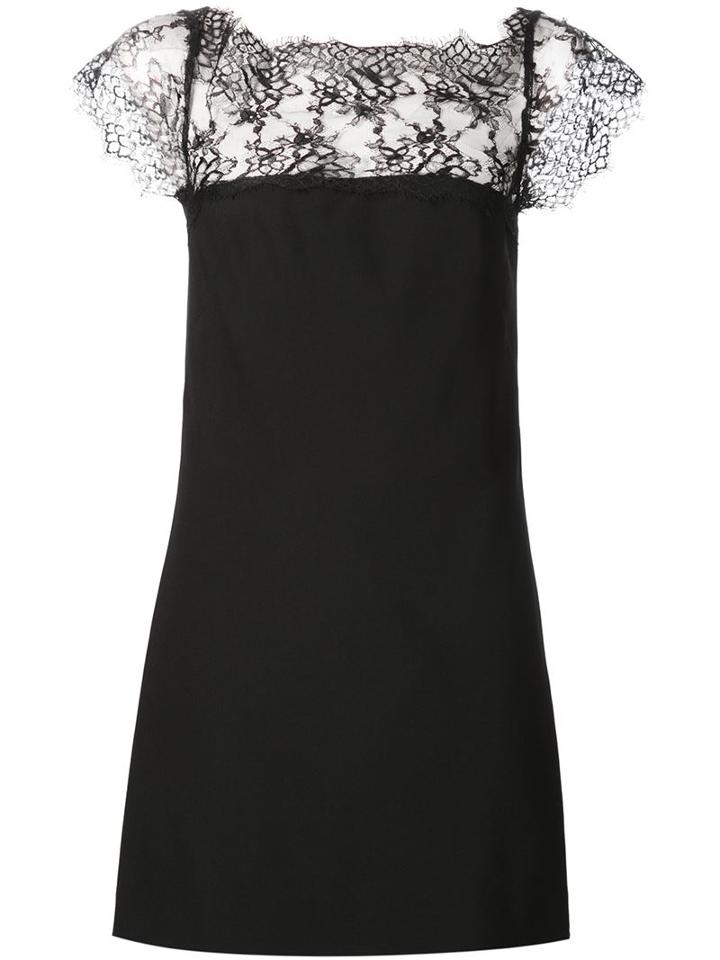 Plein Sud Boat Neck Floral Lace Pattern Mini Dress, Women's, Size: 38, Black, Acetate/cotton/nylon/polyester