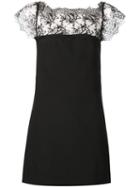 Plein Sud Boat Neck Floral Lace Pattern Mini Dress, Women's, Size: 38, Black, Acetate/cotton/nylon/polyester