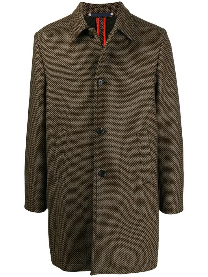 Ps Paul Smith Single-breasted Zigzag Coat - Brown