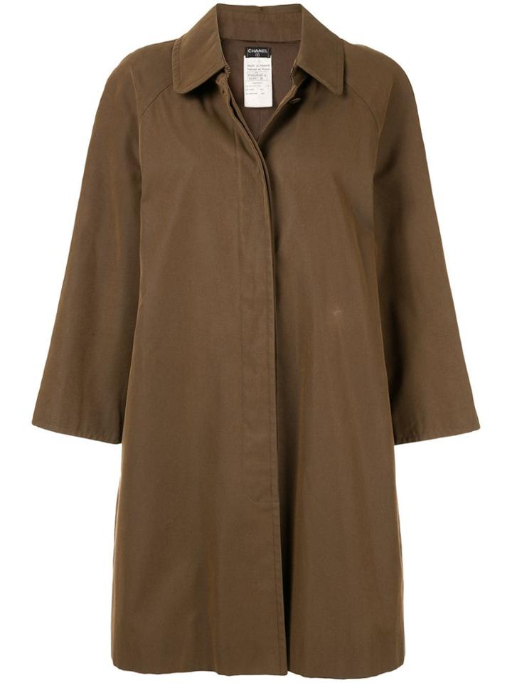 Chanel Pre-owned Long Sleeve Coat Jacket - Brown