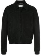 Saint Laurent Cut-out Panel Suede Jacket - Black