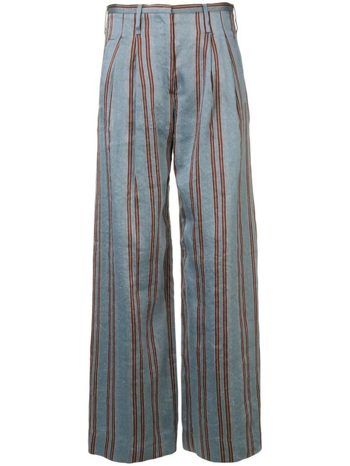Forte Forte Striped Flared Trousers - Blue